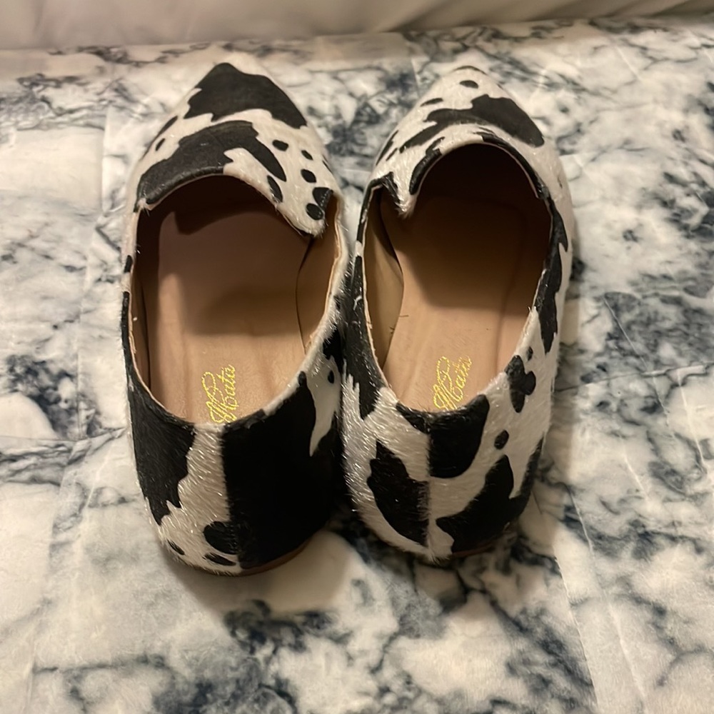 Cow Print Women's Loafers - Picture 2 of 4